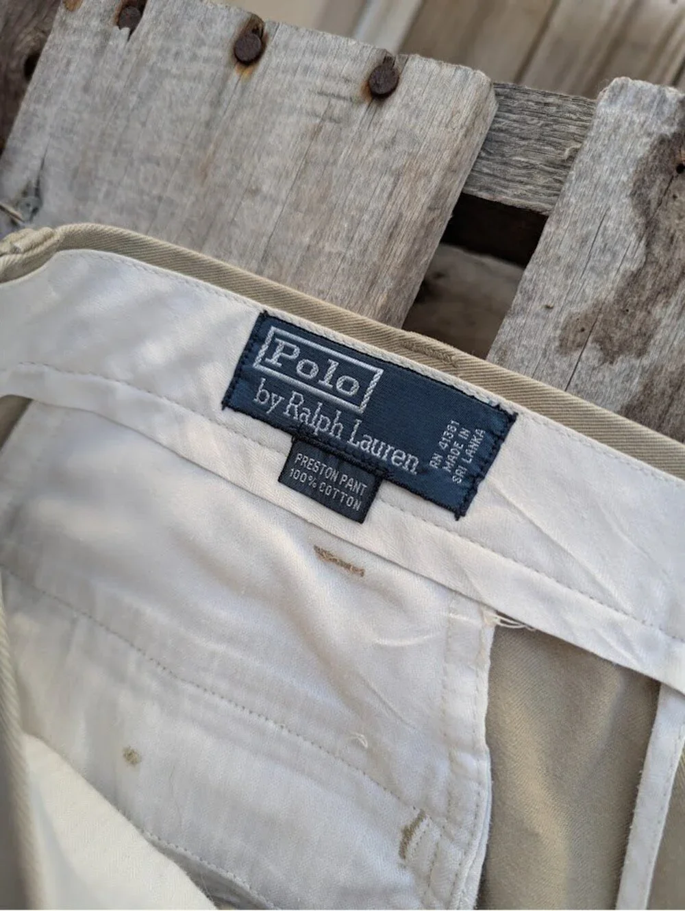 Vintage Polo Ralph Lauren Pants Mens 36x30 Beige Khaki Preston Chino PRL Office